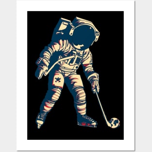 Astronaut Playing Ice Hockey Posters and Art